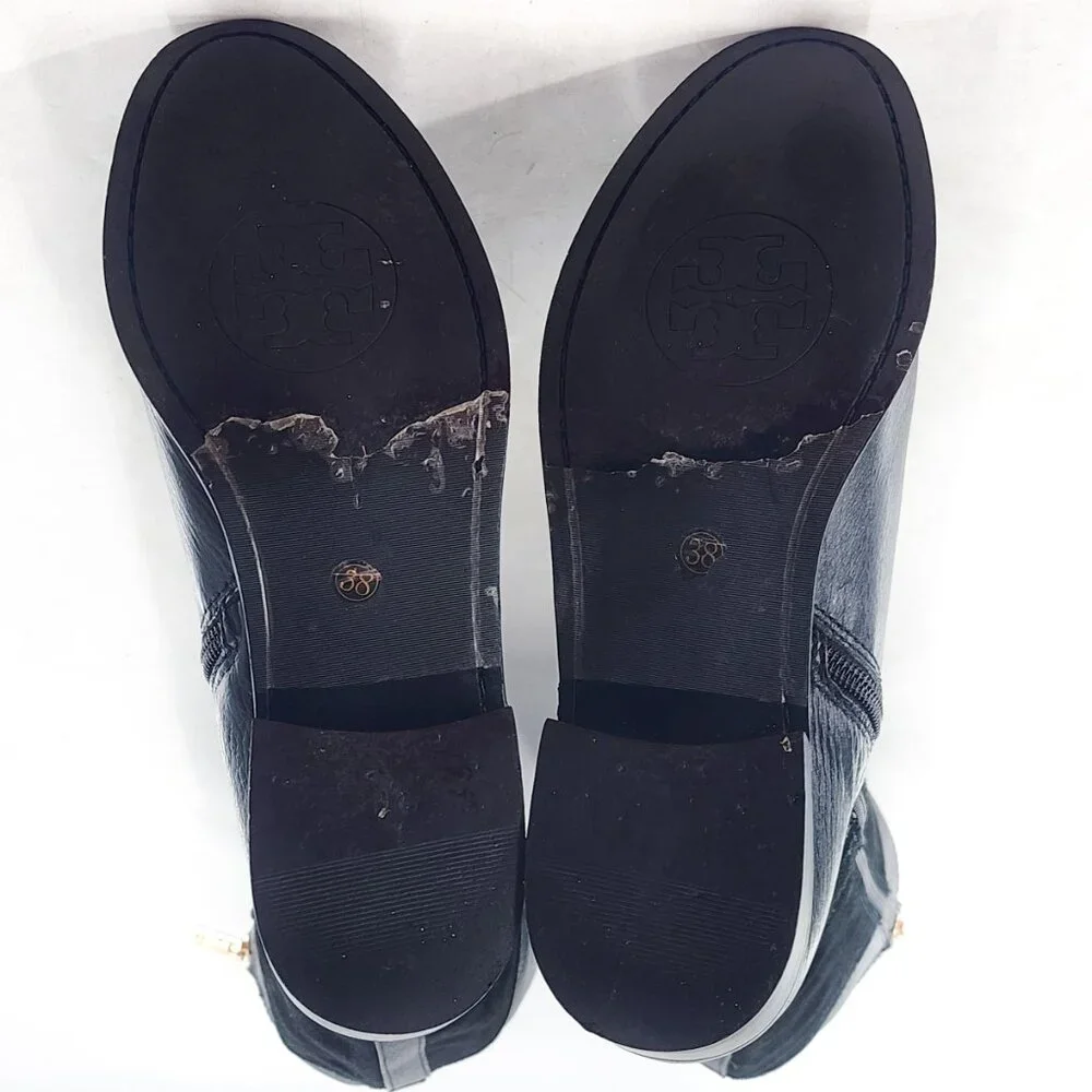 TORY BURCH Tenley‎ Black Leather Suede Combo Designer Riding Boots